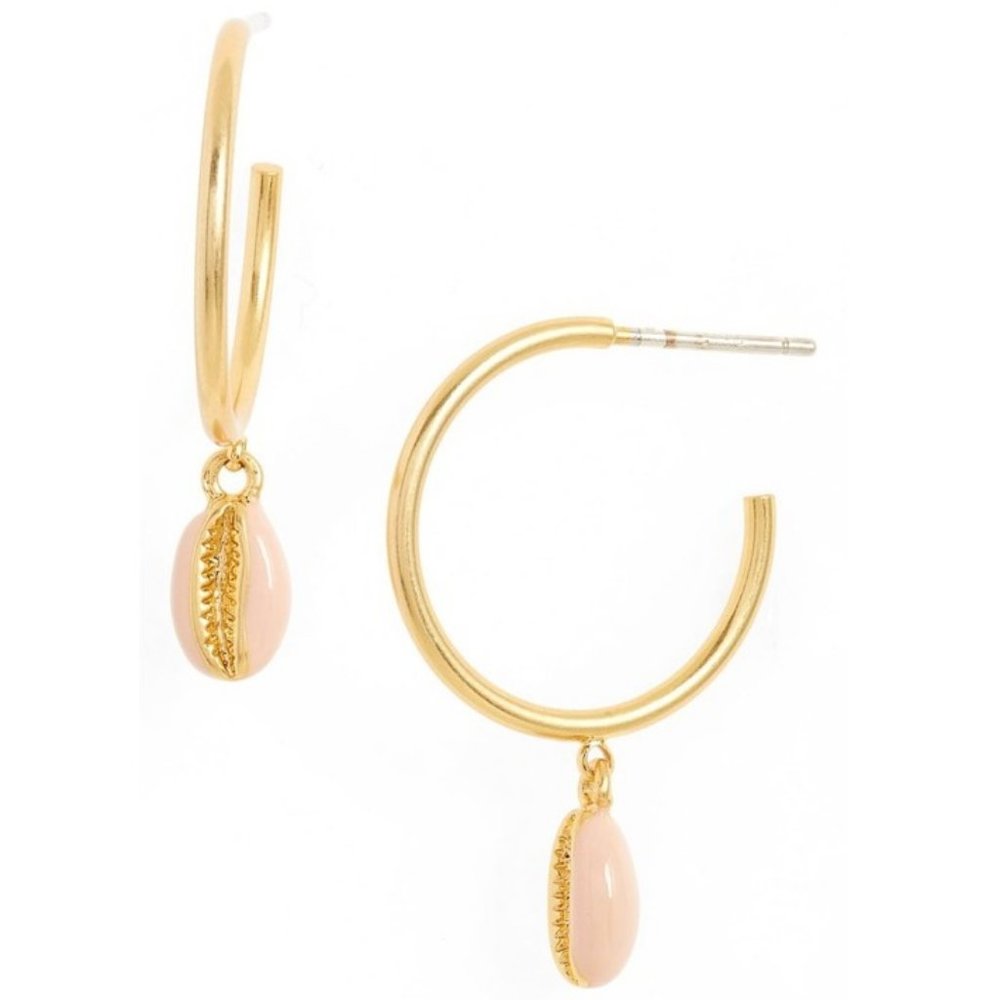 Madewell Enameled Cowrie Shell Mini Hoop Earrings